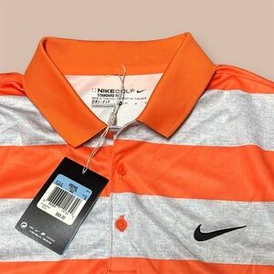 Nike Golf Dri-FIT Striped Polo – Men's Medium - Orange/Heather Grey - NWT